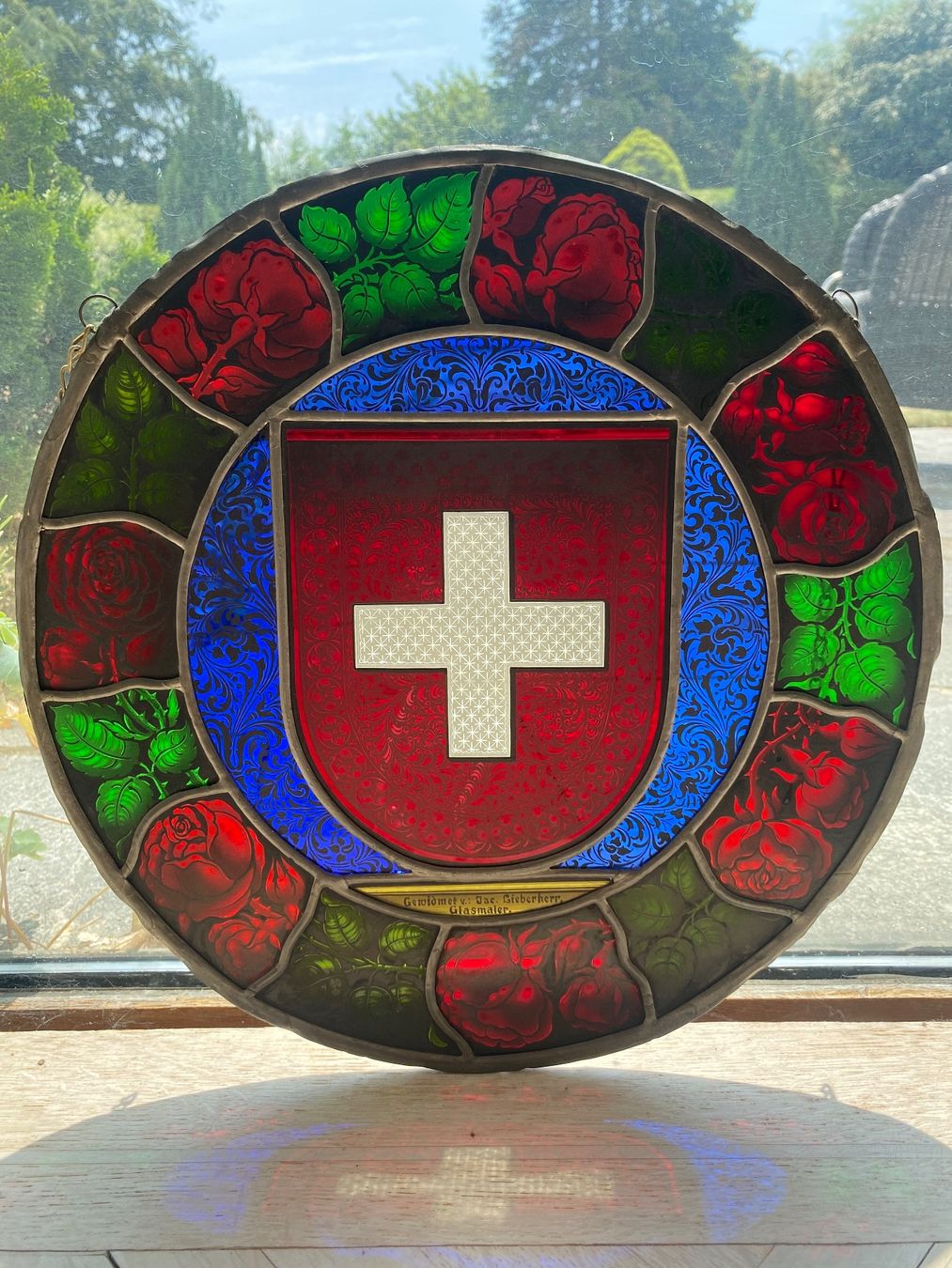 Sonstige Antiquitäten & Kunst: Antike Farbscheibe / Buntscheibe mit Schweizerkreuz – Gebraucht aus Burgdorf von gre_2ftz