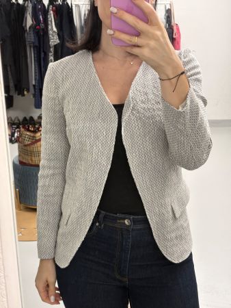 Marc Aurel feiner Boucle Cardigan Blazer blau weiss 36