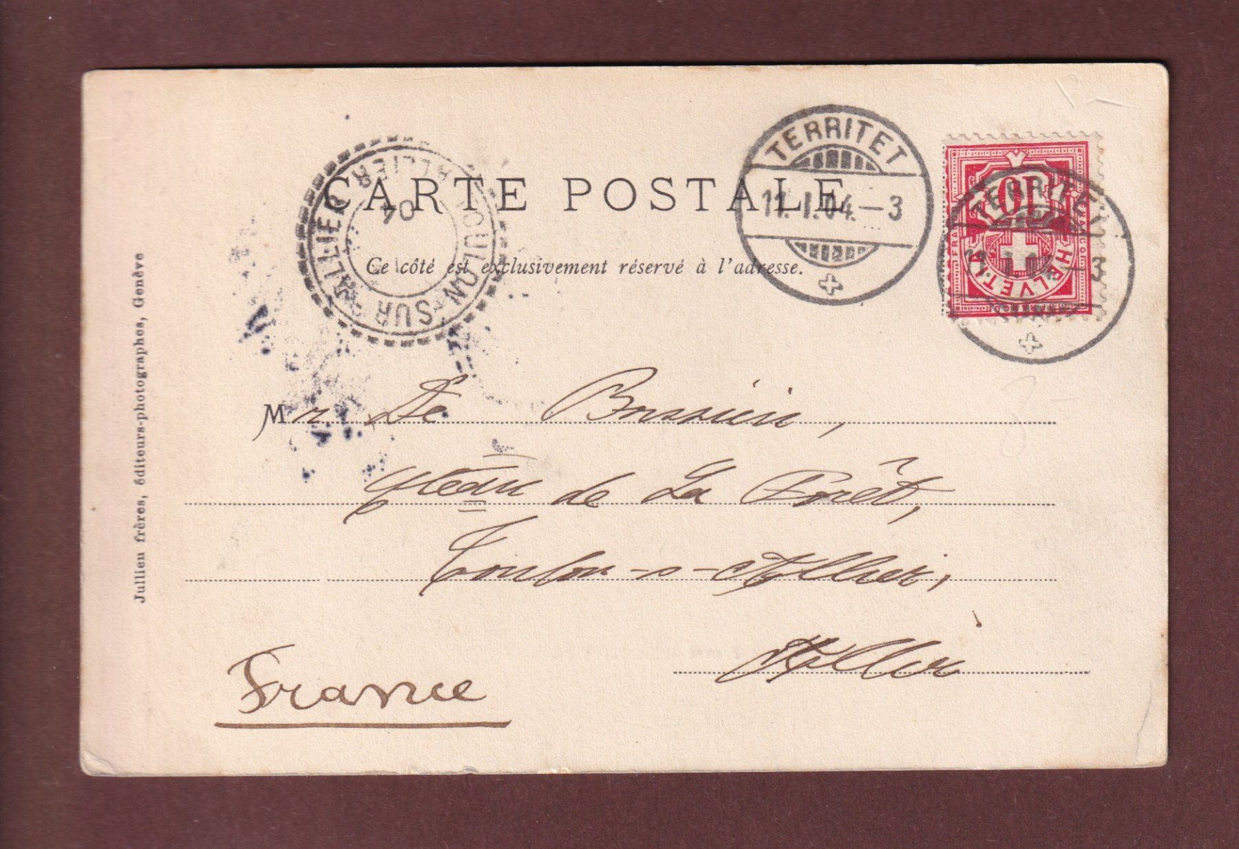 Cartoline postali: DENTS DU MIDI - 1904 – Usato da Pully venduto da nicecards-shop 1