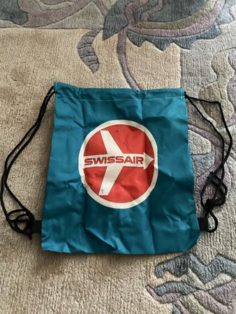 Swissair Beuteltasche blau/rot Logo Retro Vintage Turnbeutel
