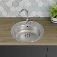 Edelstahl Küchenspüle rund 51 cm Einbauspüle mit Zubehör