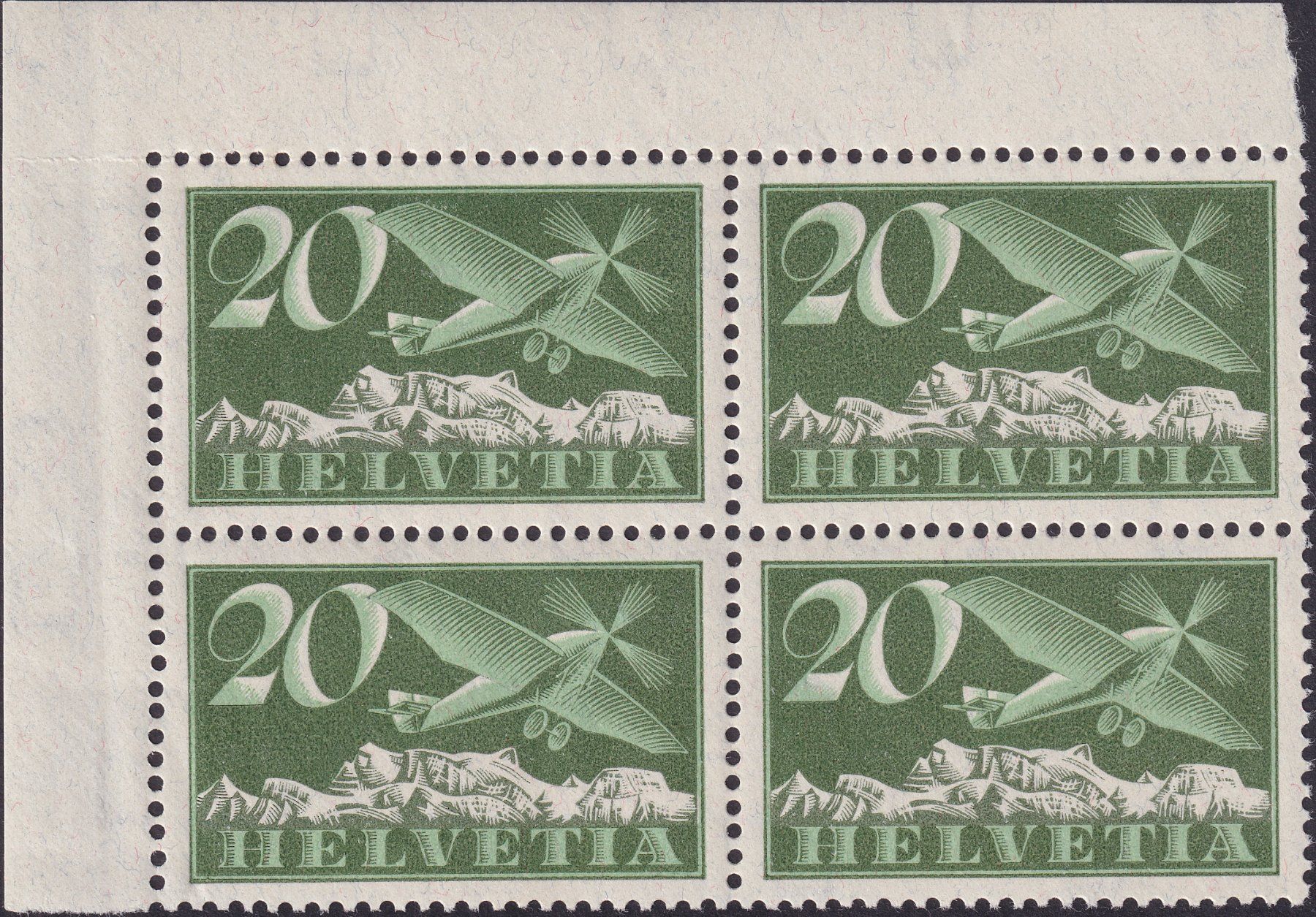 Tutti i francobolli: 1923, F4 Viererblock mit Bogenrand tadellos postfrisch ** – Usato da Sursee venduto da Luzernerraute
