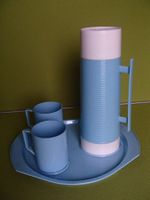 hellblauer Thermos 2 Tassen & Tablett