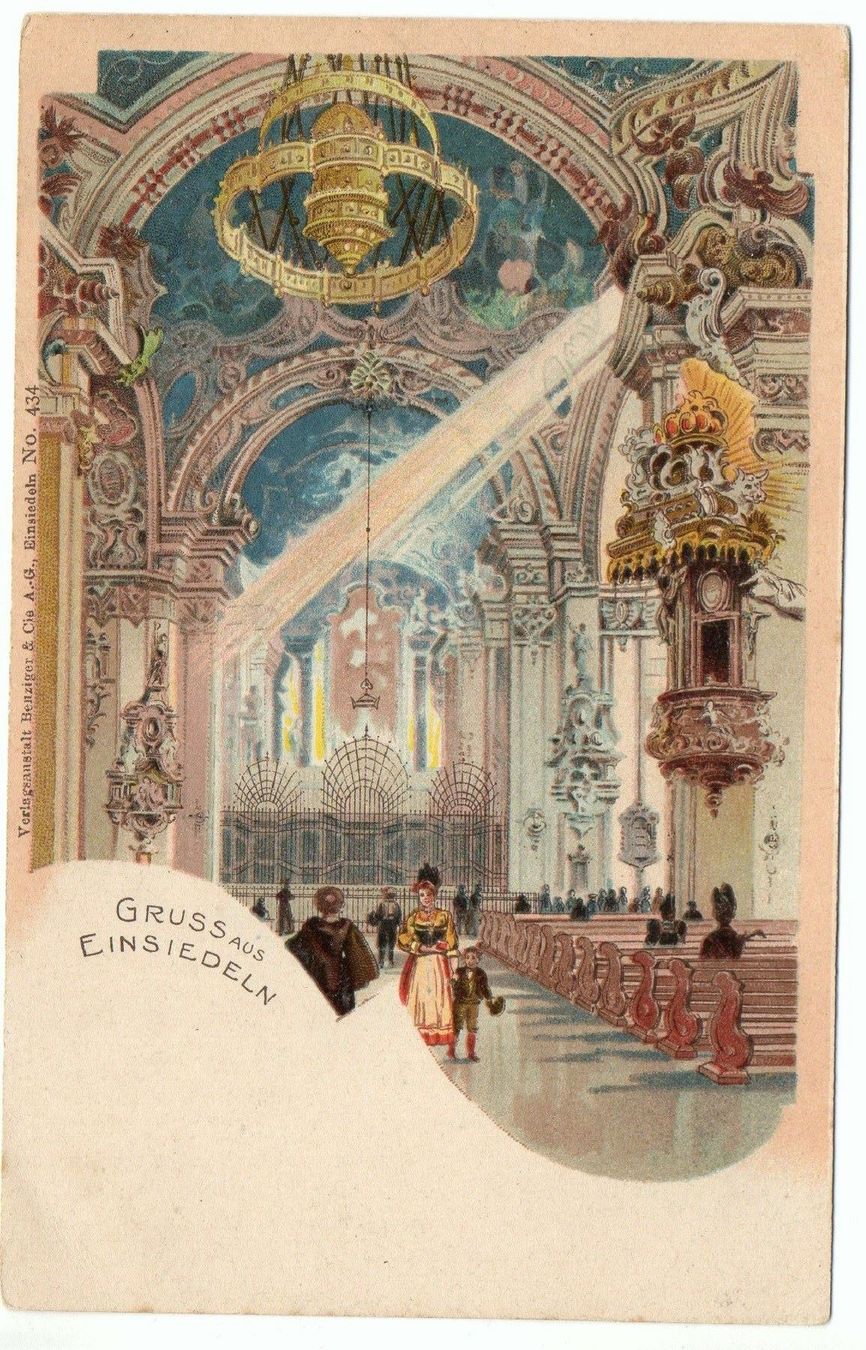 Cartes postales: LITHO Gruss aus EINSIEDELN 1900 Kirche – D'occasion à Jona par philajona