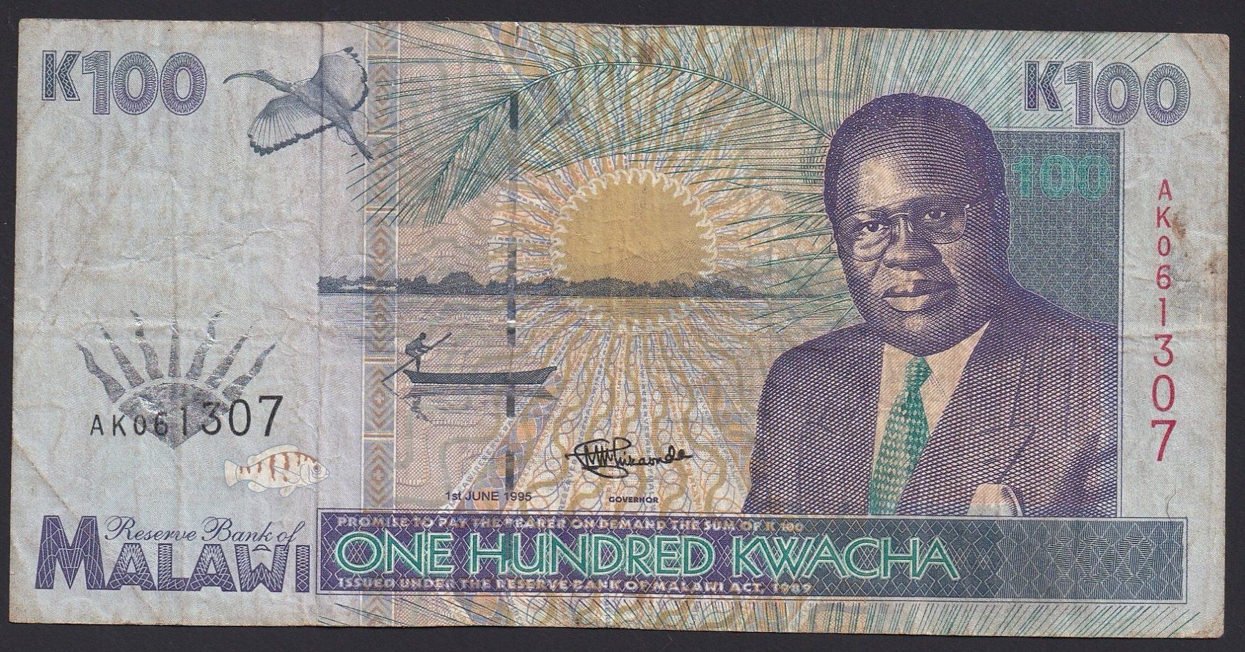 Banconote: Malawi 100 Kwacha 1995 – Usato da Brugg AG venduto da banknoten_muesli