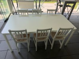 IKEA Esstisch Tingby + 6 Stühle Stefan weiss