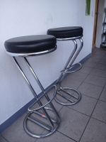 2 Barstühle schwarz verchromt Design gebraucht
