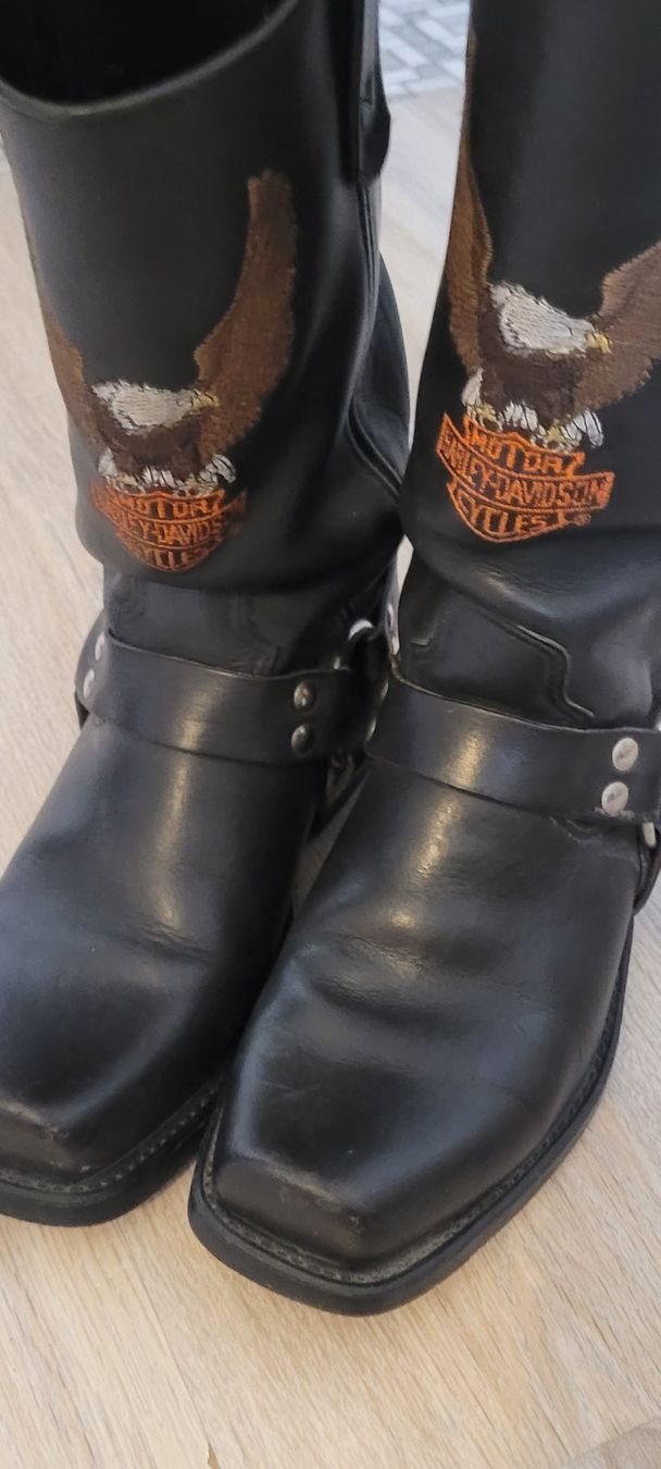 Harley-Davidson Scarpe da donna: Harley  Leder Stiefel mit Adler – Usato da St. Silvester venduto da misterdollar