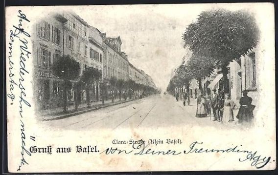 Cartoline postali: AK Basel, Clara-Strasse mit Restaurant – Usato da Berlin venduto da bartko-reher