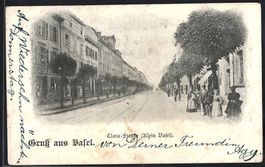 AK Basel, Clara-Strasse mit Restaurant