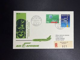 Air Afrique Erstflugbrief Genf-Lomé 1979