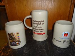 3-Bierkrüge aus Hürlimann und Feldschlösschen