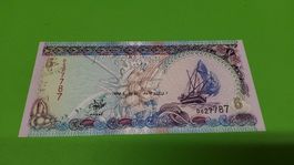 Maldiven 5 Rufiyaa Banknote, Top , Selten!