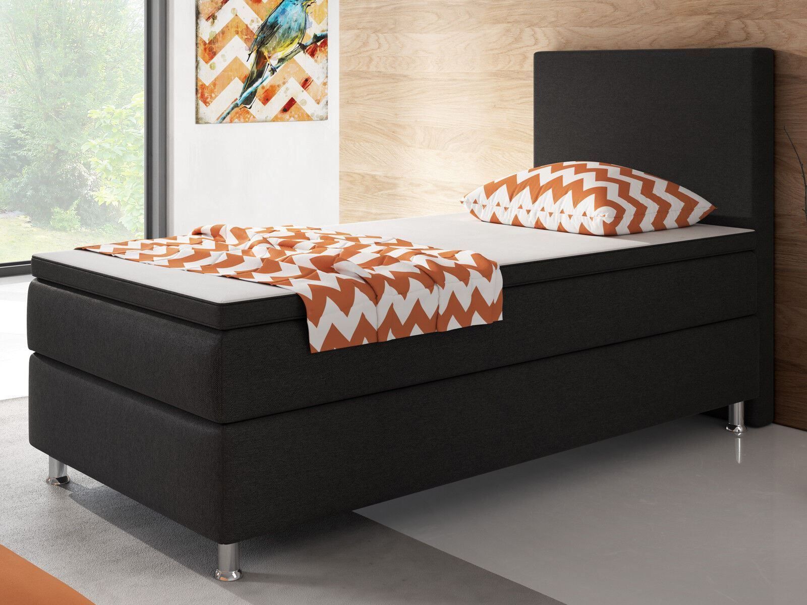 Betten: Boxspringbett 90x200 Schwarz Einzelbett Hotelbett Bett – Neu und originalverpackt aus Wallenwil von toesstal-vertrieb 2