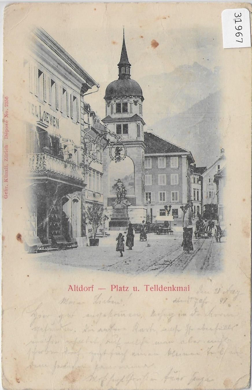 Ansichtskarten: Altdorf - Platz und Telldenkmal - animee – Gebraucht aus Ettingen von Kartenplanet