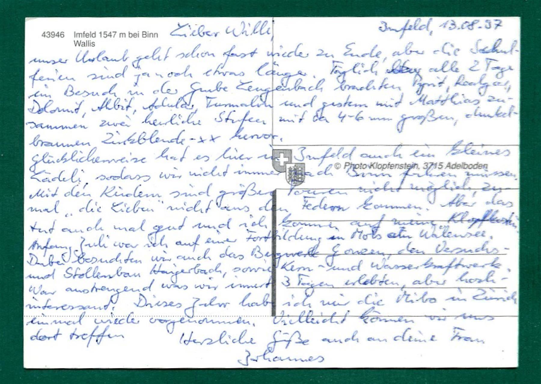 Cartoline postali: Imfeld bei Binn, 1997, ungelaufen, Grossformat – Usato da Sargans venduto da Hausi1951 1
