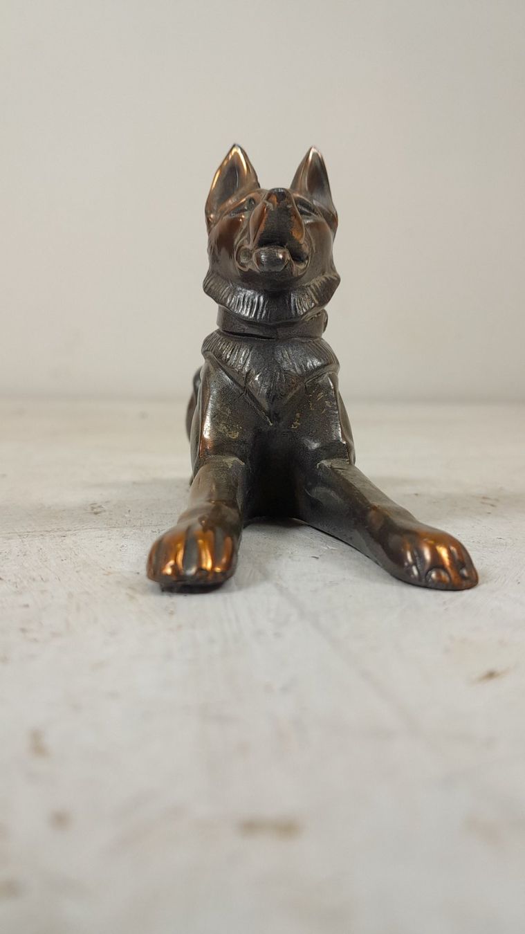 Figuren: Art déco Hundefigur Schäferhund Schäfer sitzend Spelter – Gebraucht aus Hittnau von v-v-onlineverkauf 4