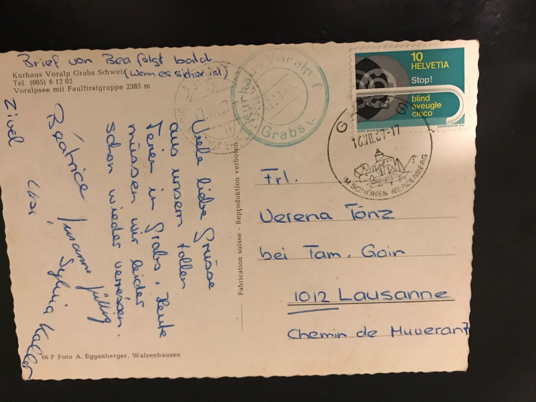 Ansichtskarten: Antike Postkarte Voralpsee – Gebraucht aus Abtwil SG von mutts1 1