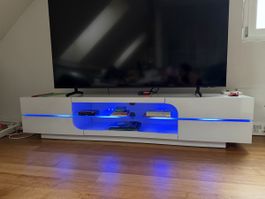 TOP! Weisses TV MÖBEL MIT LED Beleuchtung, Schubladen