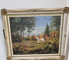 Ölgemälde „Die Fuchsjagd“ – T. J. PERCZE – Grossformat antik