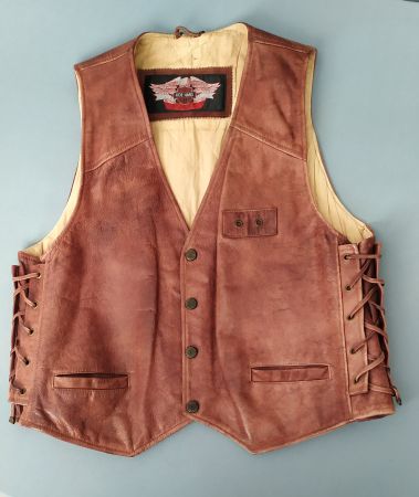 Gilet en cuir Ride Hard, style motard vintage