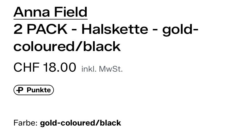 Catenine: Anna Field 2er Pack Halskette goldfarben/schwarz – Nuovo e nell'imballaggio originale da Winterthur venduto da Sunshine143 3