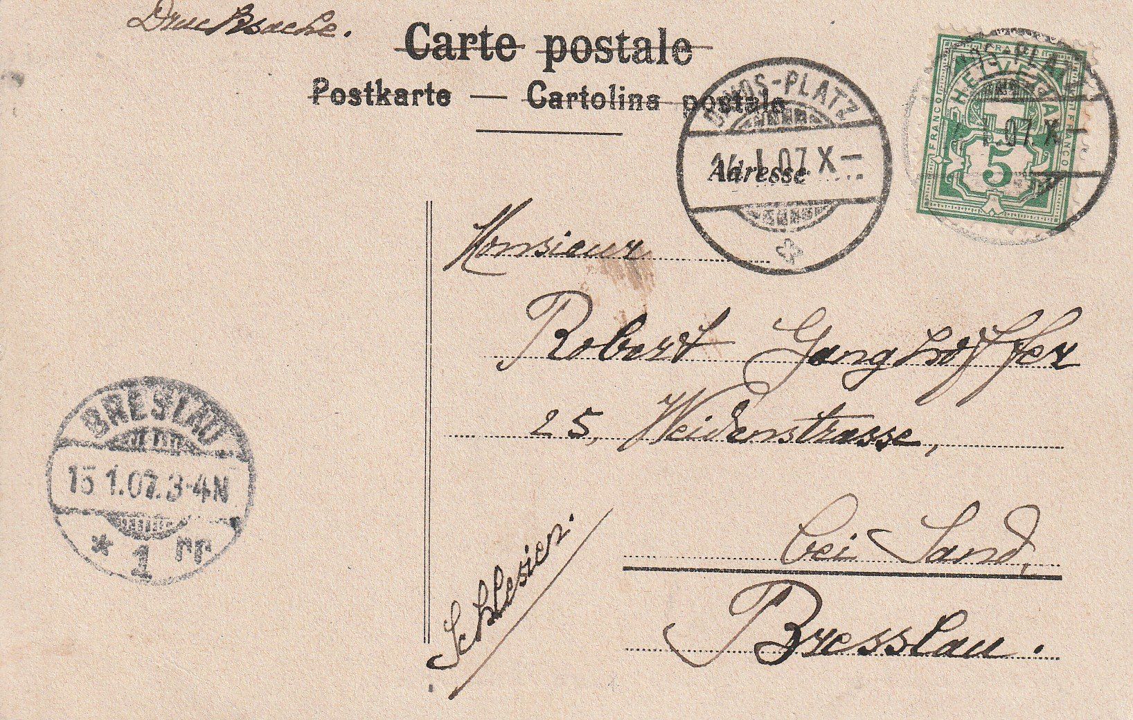 Cartoline postali: Davos - Graubünden-Davoser Eisbahn - 1907 – Usato da uttwil venduto da Koehlerfred 1