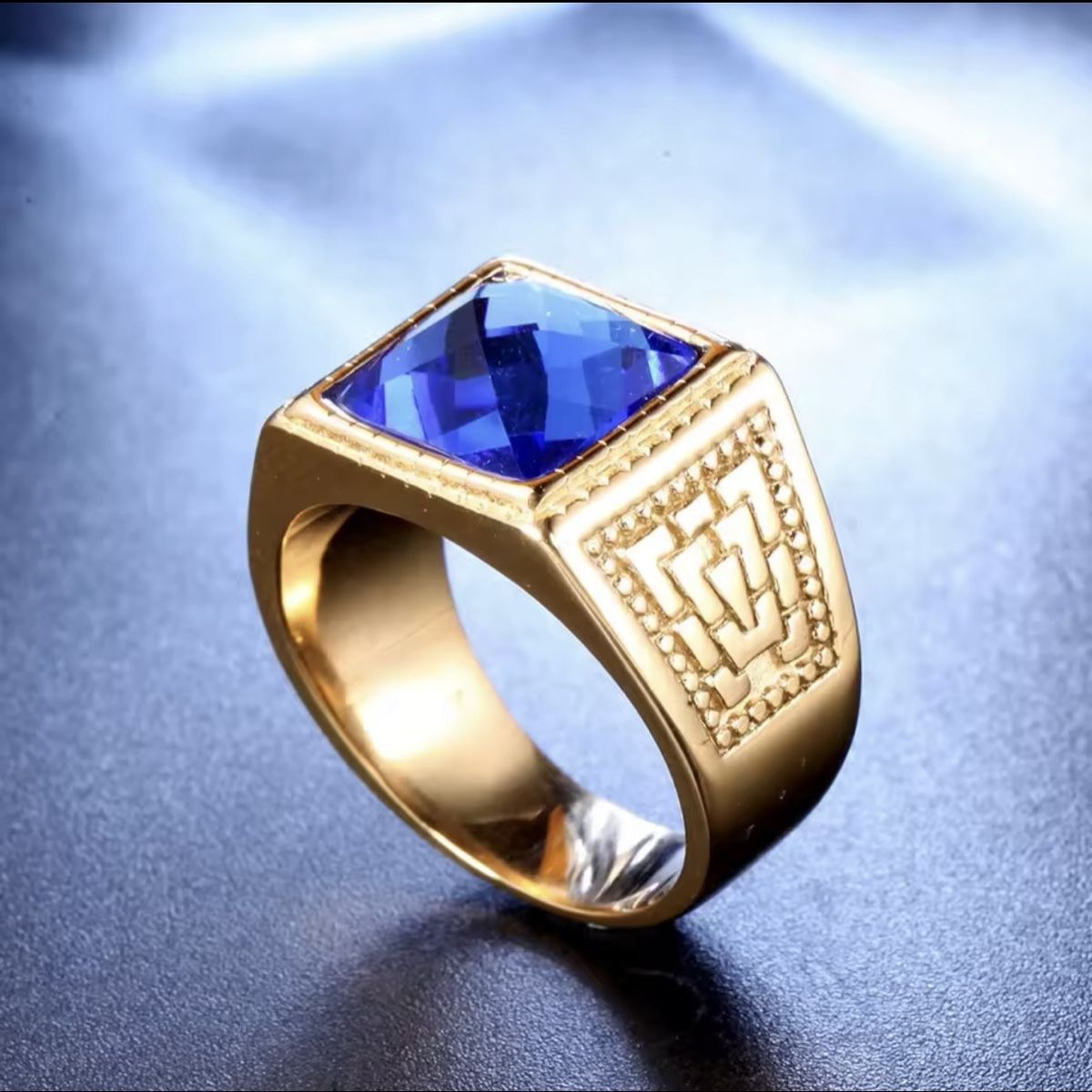 Ringe: Men Ring blue stone stainless steel big size – Neu und originalverpackt aus Aarburg von StavFashion 1