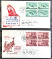 1956 USA / 2 Ilustr. FDC - Naturschutz Viererblock