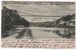 Fribourg, Pont Suspendu, circulée 1902