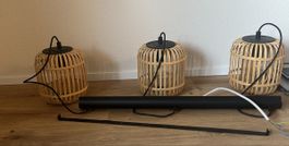 Stylische Bambus Stehlampe mit drei Leuchten, neuwertig!