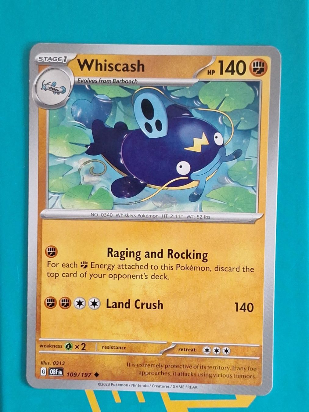 Pokémon Carte collezionabili: Whiscash - Pokemon Obsidian Flames – Usato da Altstätten SG venduto da GGsGameshop