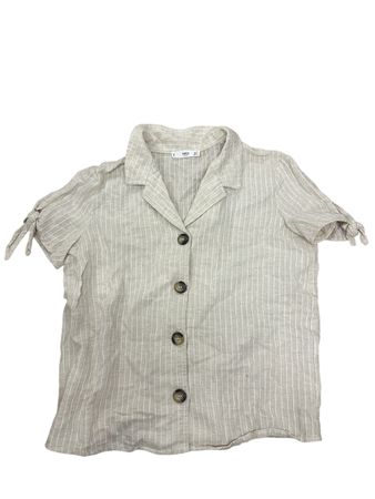 Summer Linen Blend Striped Blouse Size S MNG