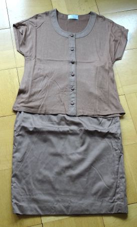 Tadelloses leichtes Sommerkleid 2-teilig, tabakfarben Gr. 38