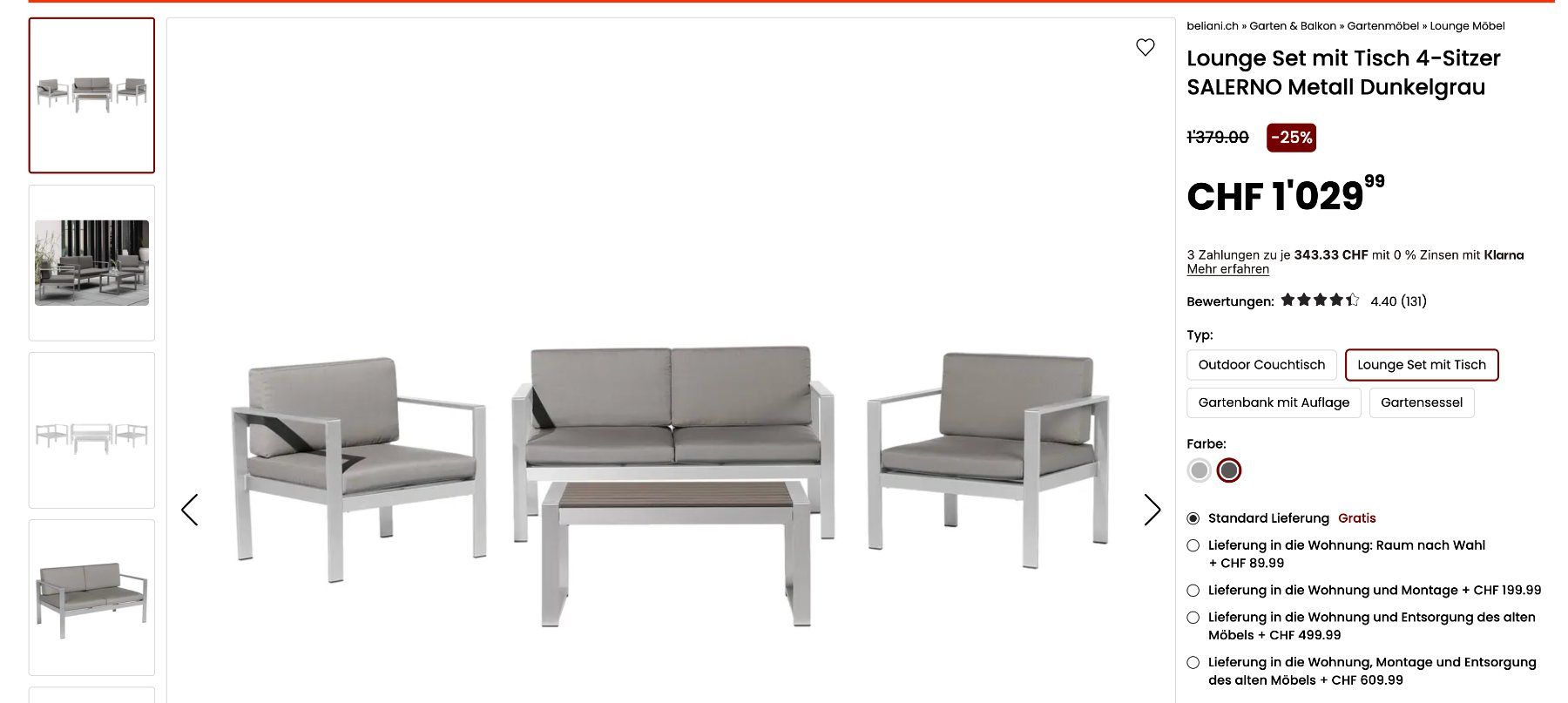 Beliani Set de table et chaises: Beliani Lounge Set Salerno – D'occasion à Zürich par kru_88pp 5