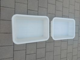 Teigbecken ; 2 Behälter Kunststoff weiss 60x43x15cm