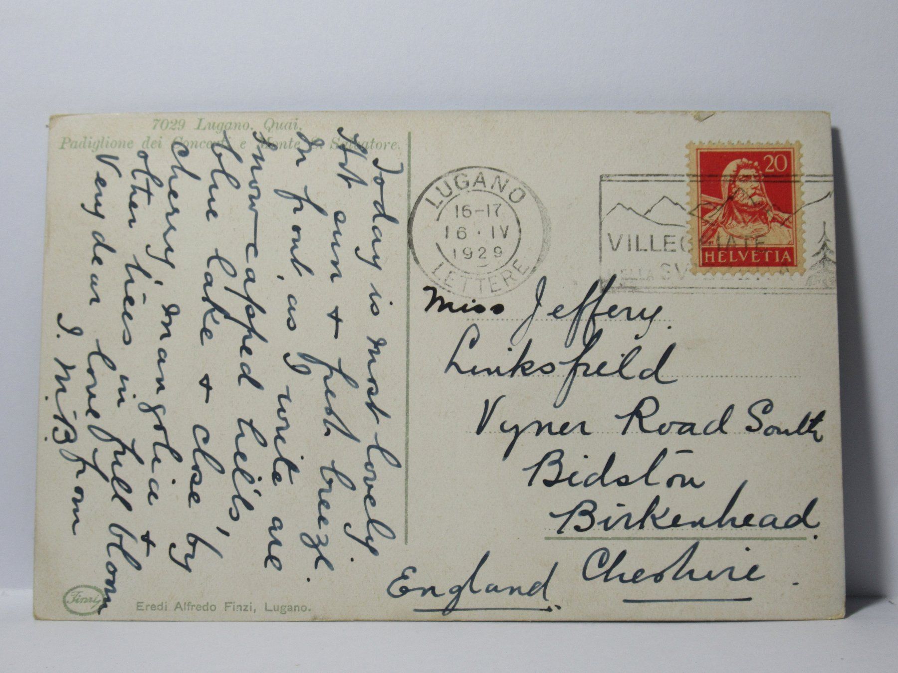 Cartoline postali: Lugano Quai 1929 – Usato da Grenchen venduto da Bluemchen1900 1