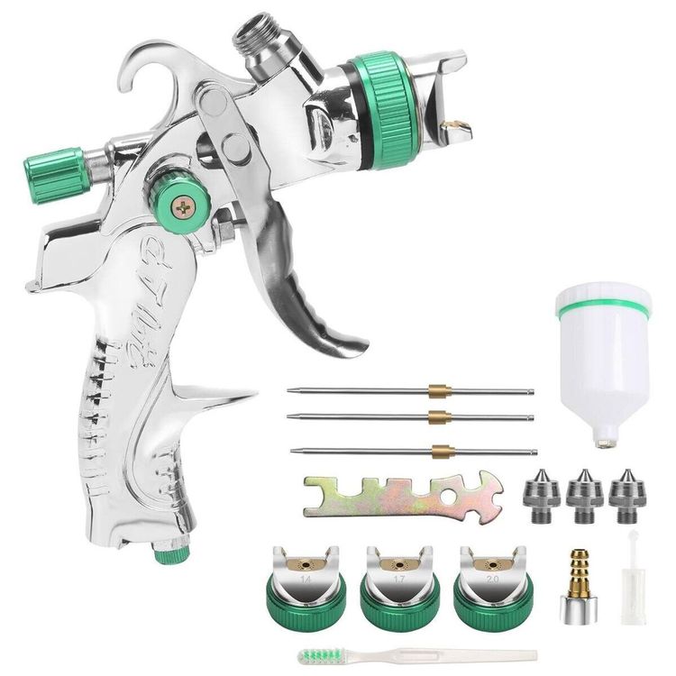Lackierpistolen Reiniger HVLP Lackierpistole Spritzpistole,Farbsprüher Auto- Spritzpistolen-Set,0,8 1,4 Düsen Luft Lackierpistole Lvlp