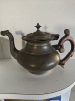 Antike Zinn-Kaffeekanne mit Drachenkopf-Tülle & Kronen-Punze