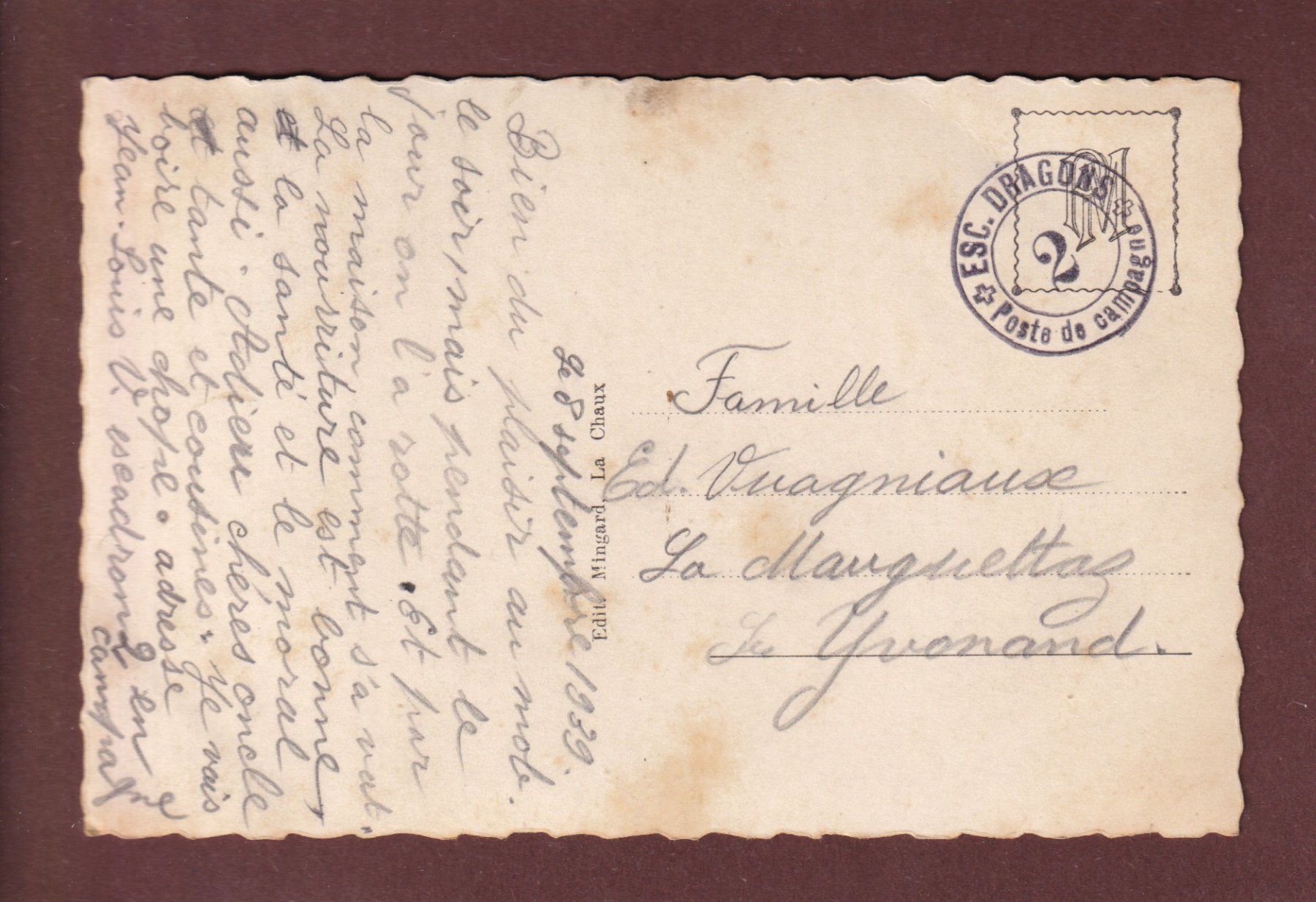 Cartes postales: LA CHAUX-COSSONAY - 1939 Feldpost – D'occasion à Pully par nicecards-shop 1