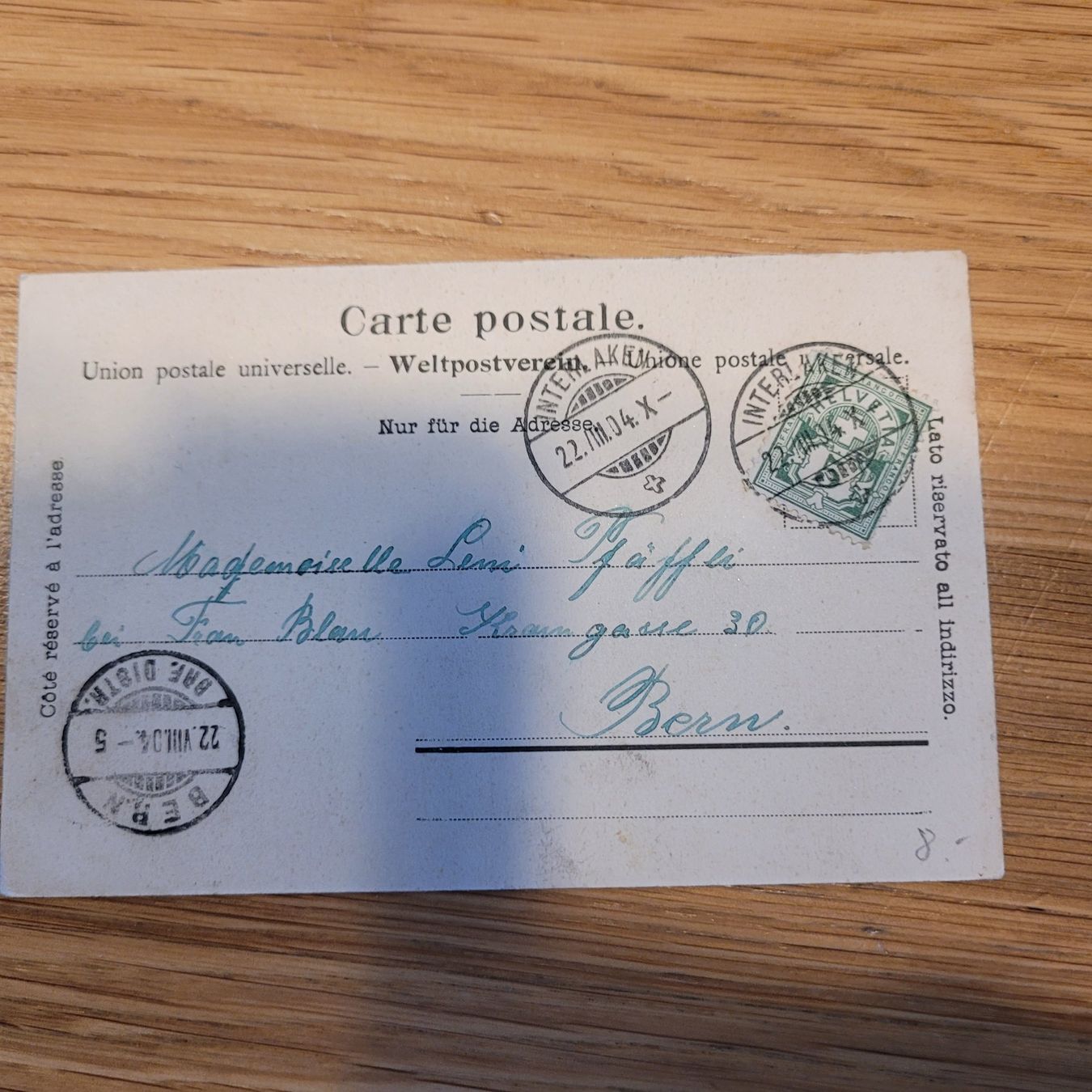 Cartoline postali: Carte Postale Bern Interlaken 1904 – Usato da Biel/Bienne venduto da Destockweb 1