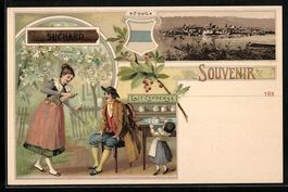 Litho Zug, Ortsansicht, Reklame für Suc