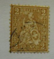 Briefmarke Schweiz Helvetia 2 Franco, gestempelt, gebraucht