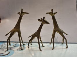 3er Set Giraffen aus Messing, Vintage Deko-Objekte