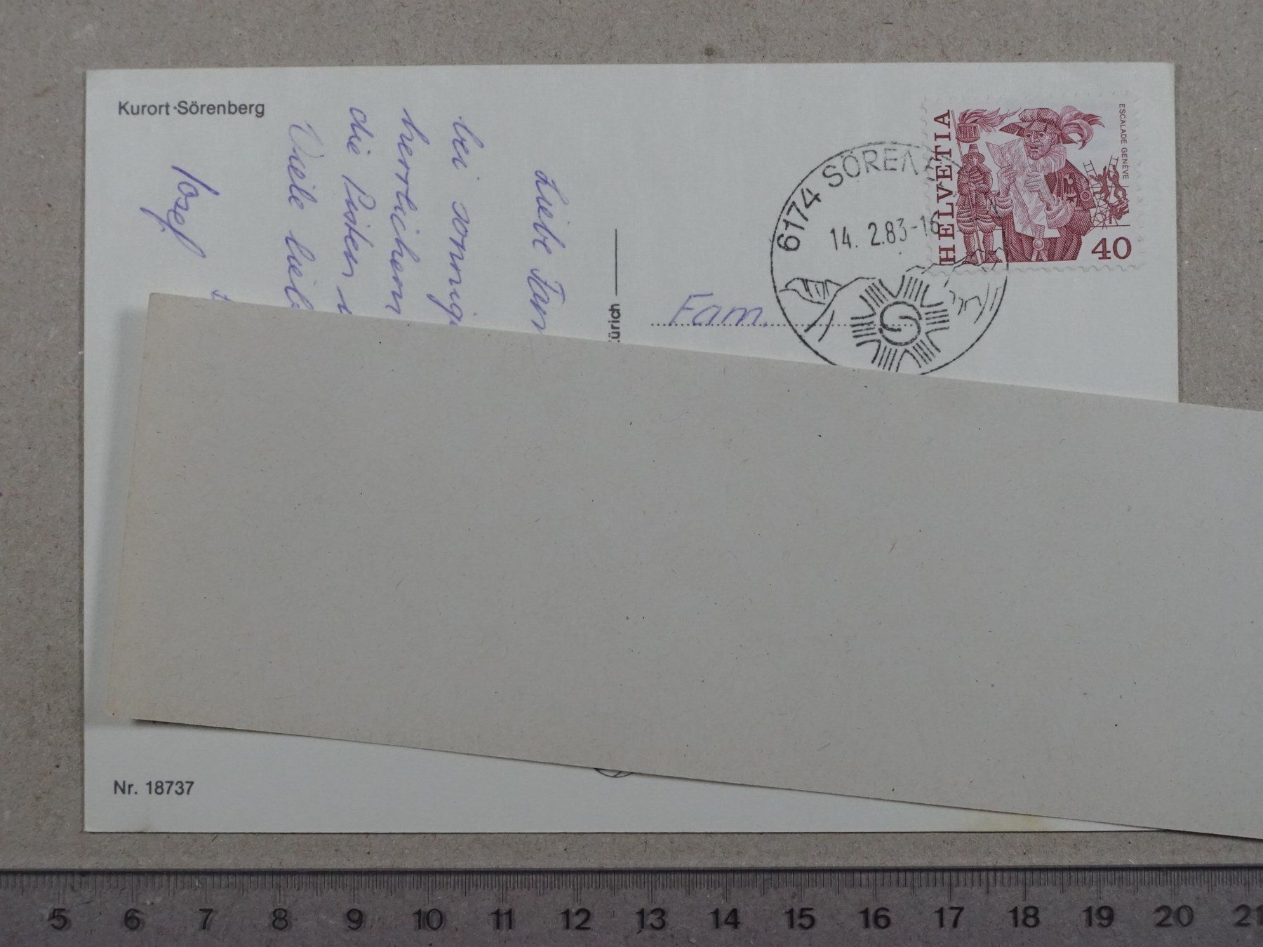Cartoline postali: Sörenberg, 1983, Ski, Skilift – Usato da Lenzburg venduto da fh1 1