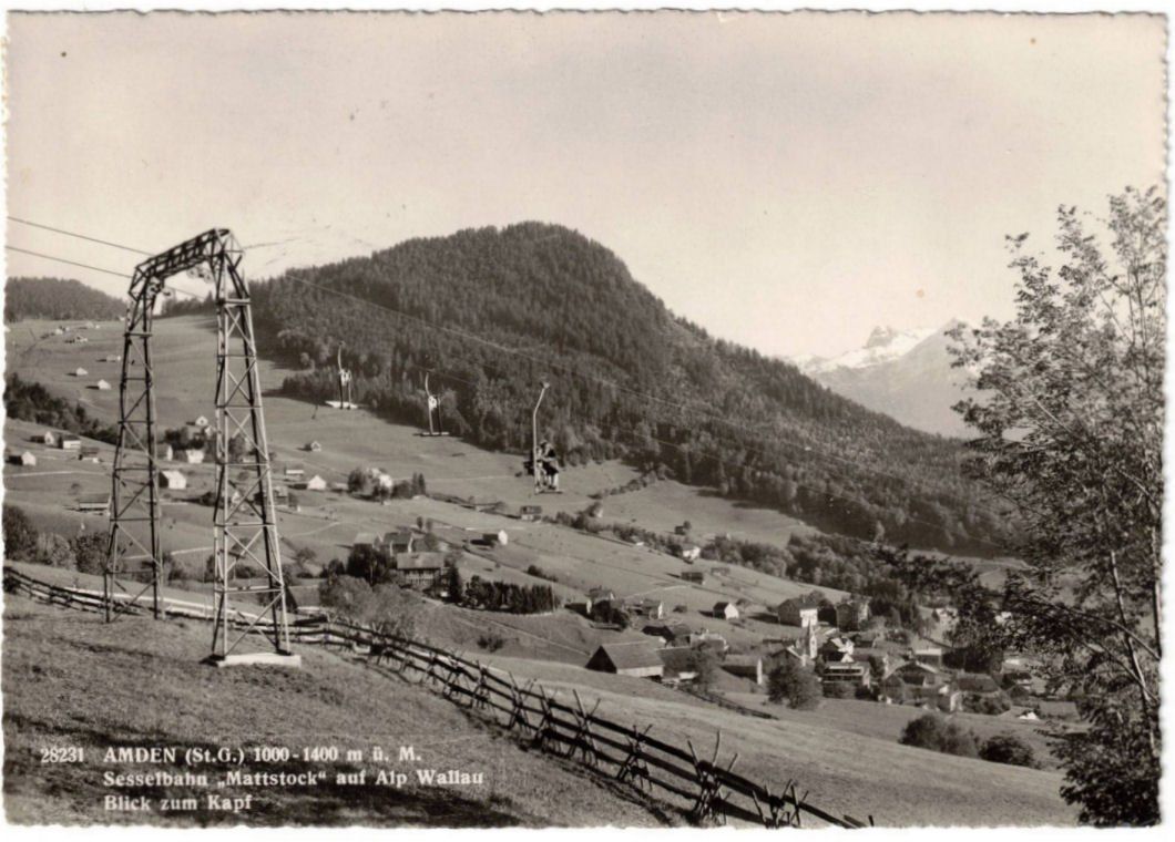 Cartoline postali: Amden - Sessellift Mattstock – Usato da Binningen venduto da Mountainrider
