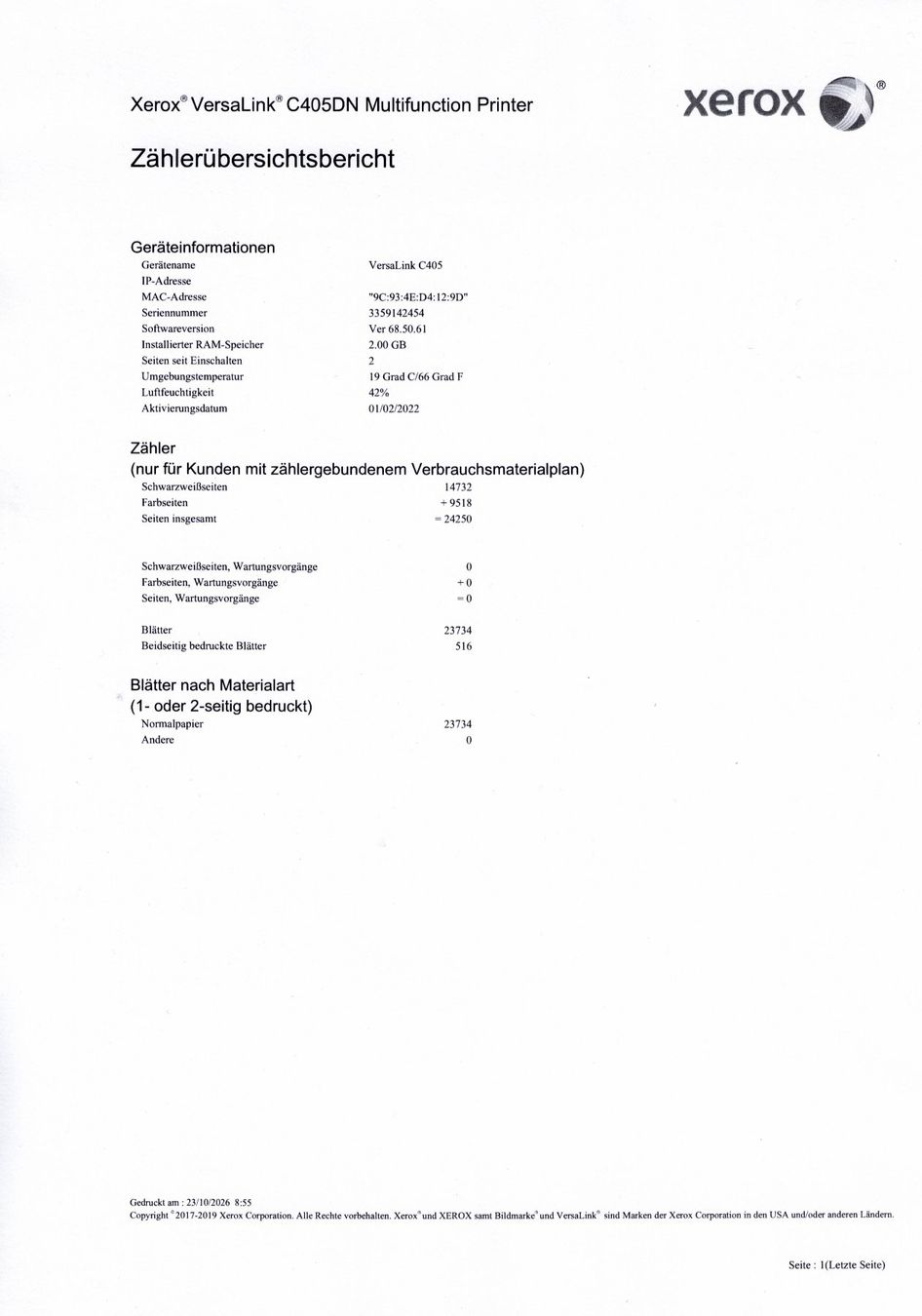 Xerox Fotocopiatrici: Xerox VersaLink C405DN Multifunction Printer – Usato da Pfaffhausen venduto da duesentrieb03 6