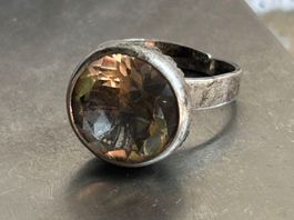 Vintage Silberring Rauchquarz, Gr 54