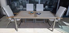 Gartentisch 180 / 240 x 98.5 cm mit 6 Hochlehner-Stühlen
