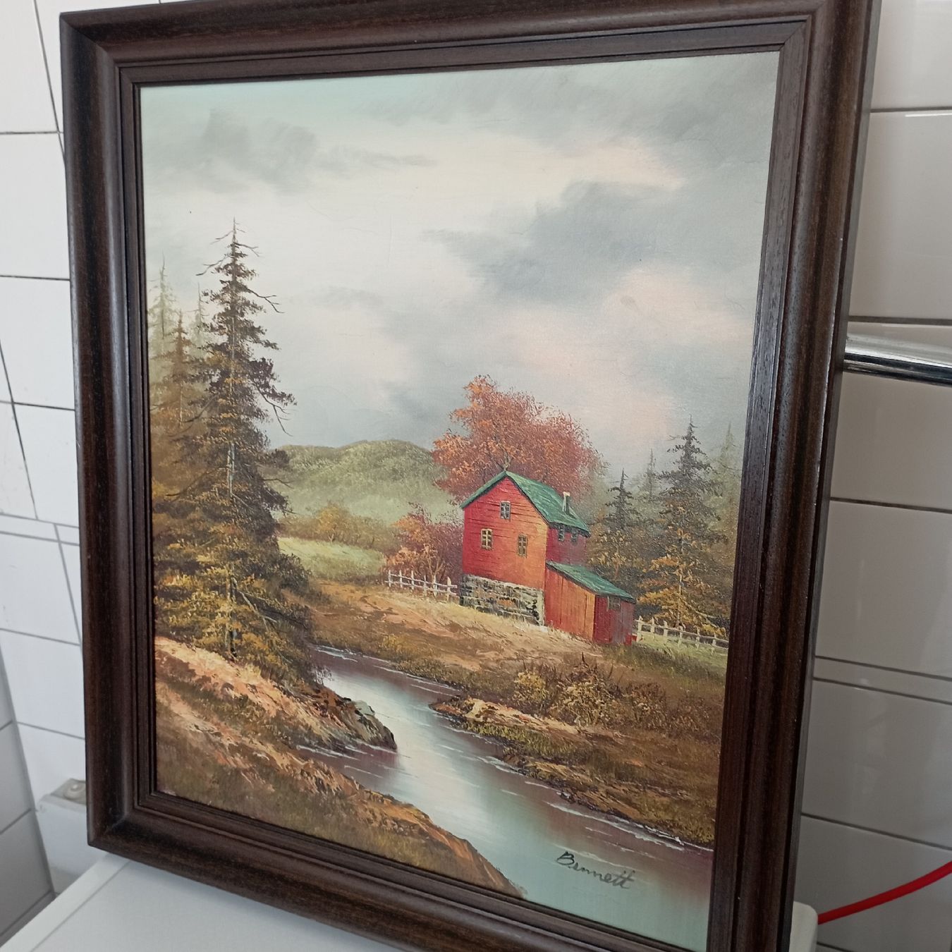 Dipinti: Gemälde "Herbstlandschaft mit Haus am Bach" -Signiert – Usato da Busswil BE venduto da mauro1967 1